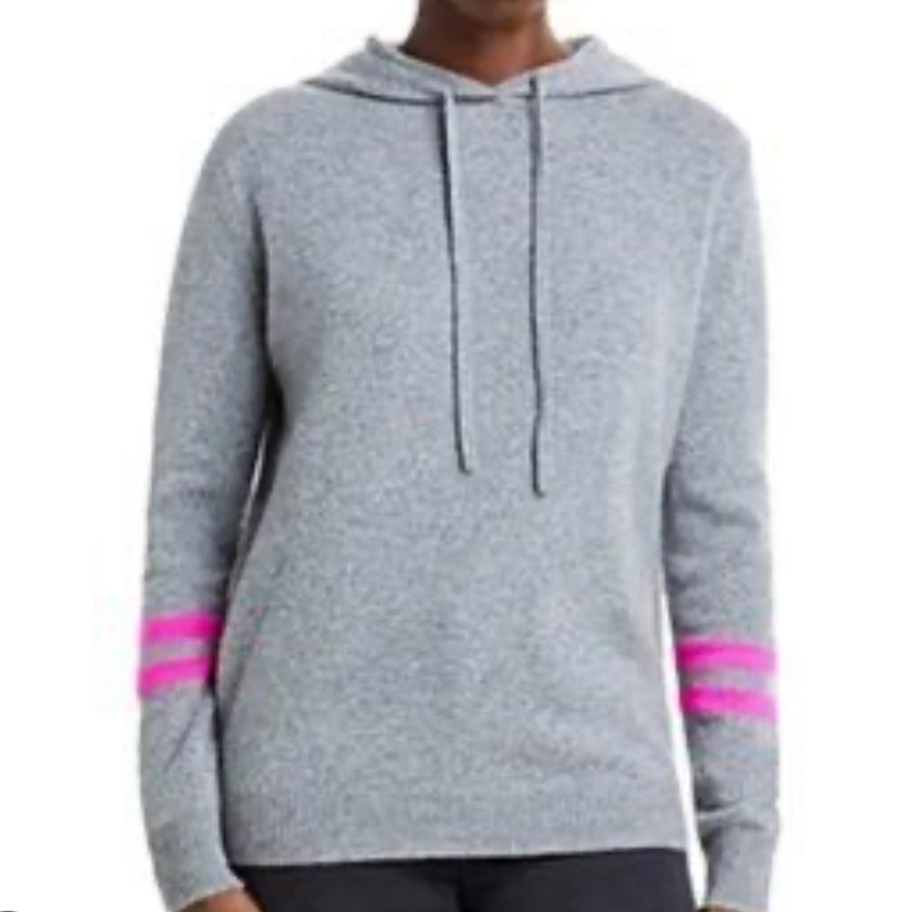 AQUA Cashmere Striped Hoodie Sweater
